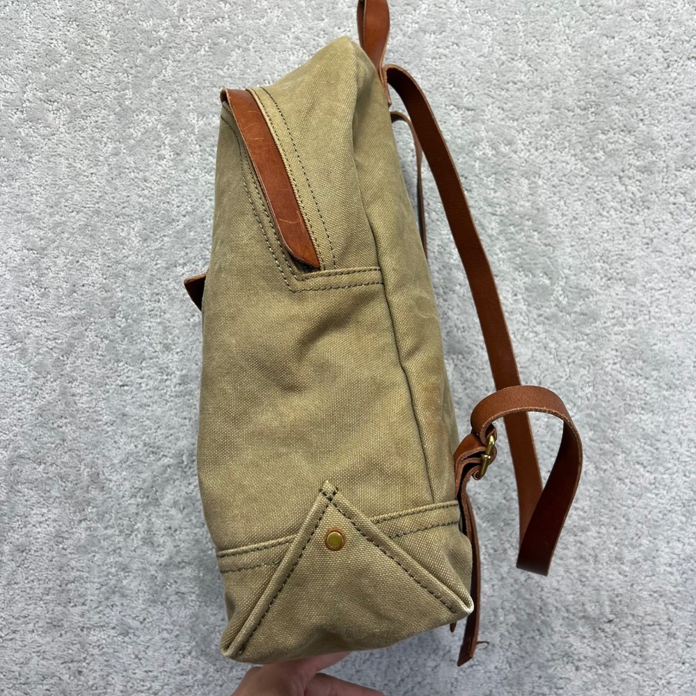 Madewell Charleston Backpack Khaki Green Canvas Leather Trim Rucksack Bag - Picture 11 of 16